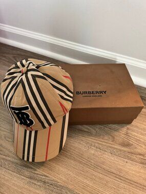 Burberry Icon Stripe Monogram TB Baseball Cap Archive Beige